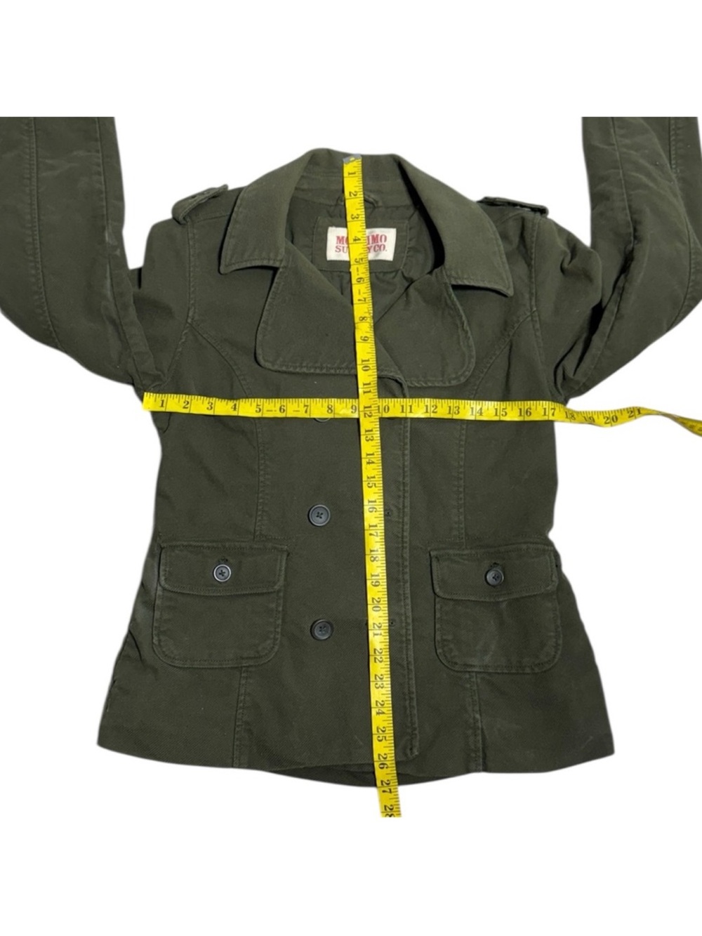 VTG Mossimo Olive Green Double Breasted Military Pea Coat Utility Jacket Y2K M - Picture 6 of 9